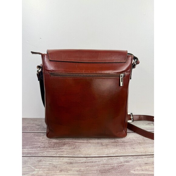 Vera Pelle Italian Genuine Leather Messenger Bag Crossbody Brown Made in Italy - Picture 3 of 17